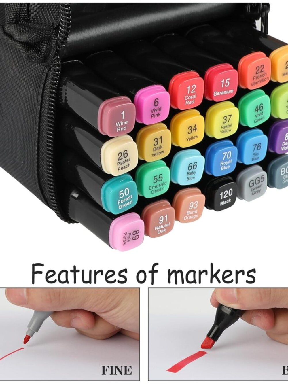 24 Colors Drawing Markers, Dual Tip Art Markers, Coloring Marker For Adult Sketc - Picture 4 of 8